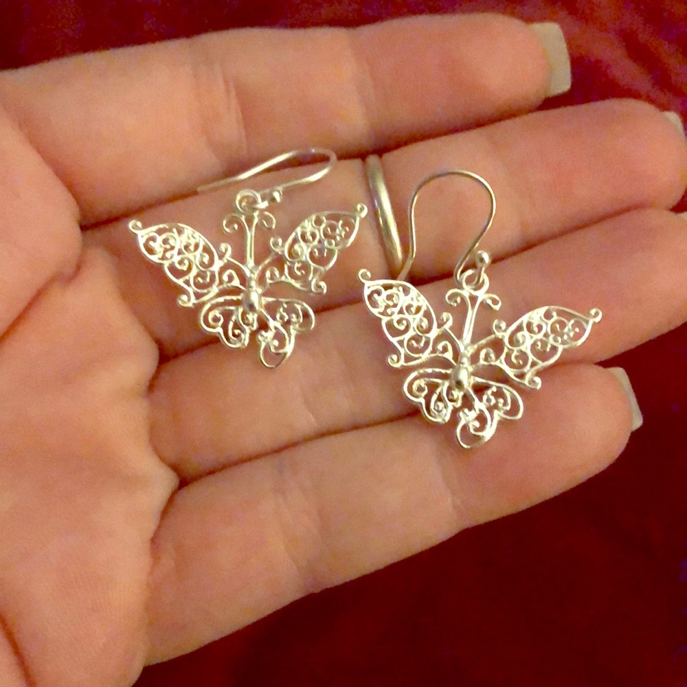 Sterling butterfly earrings